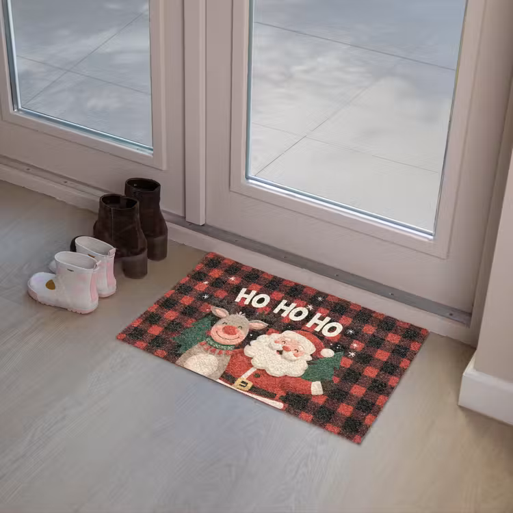 Deurmat - Kerstman - Rendier - Tekst - Rood - Zwart — 8