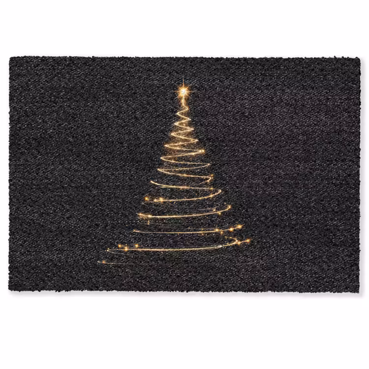 Deurmat - Magisch - Kerstboom - Lichtspiralen - Zwart — 1