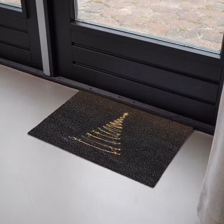Deurmat - Magisch - Kerstboom - Lichtspiralen - Zwart — 2