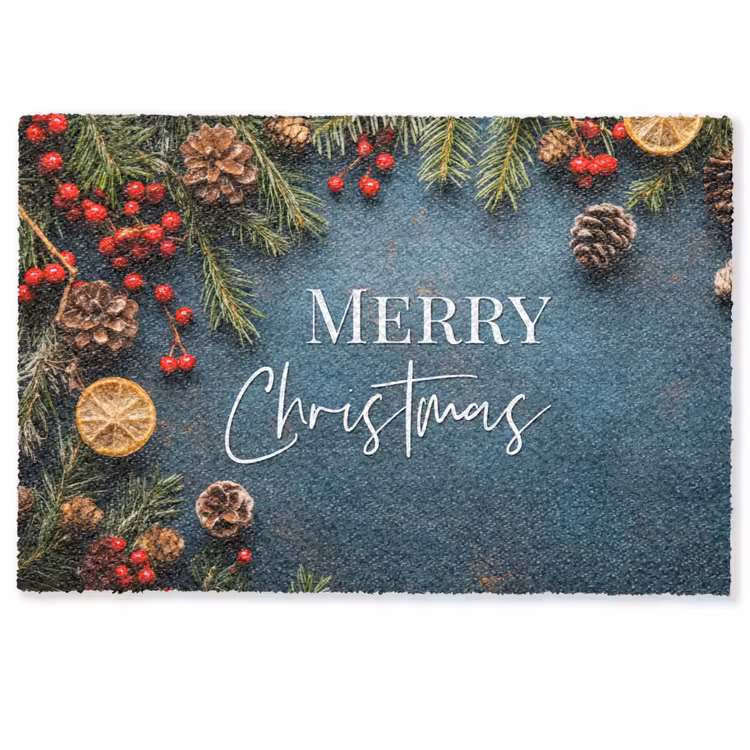 Deurmat - Merry Christmas - Blauw - Kerst - Winter — 1