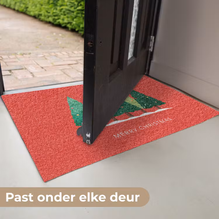 Deurmat - Minimalistisch - Kerstbomen - Rood - Sneeuw — 7