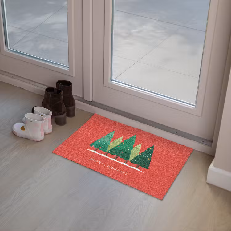 Deurmat - Minimalistisch - Kerstbomen - Rood - Sneeuw — 8