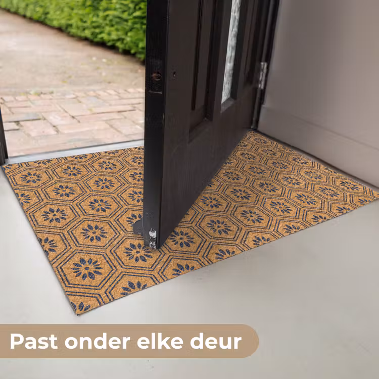 Personaliseerbare deurmat - Okergeel - Patroon - Bloem - Donkerblauw — 7