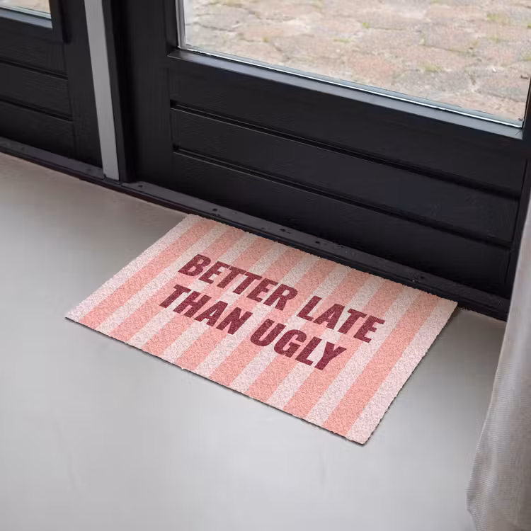 Deurmat - Roze - Quote - Strepen — 2