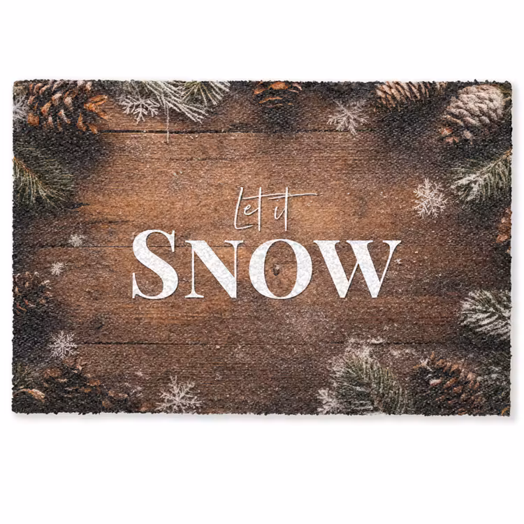 Deurmat - Sneeuw - Houtlook - Quote - Let it snow — 1