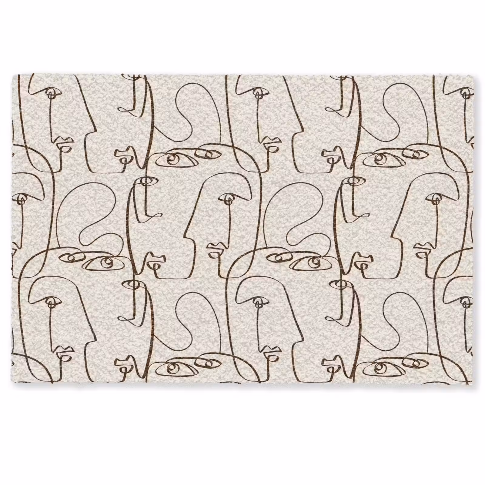Deurmat - Beige - Gezicht - Lijnen - Bruin — 1