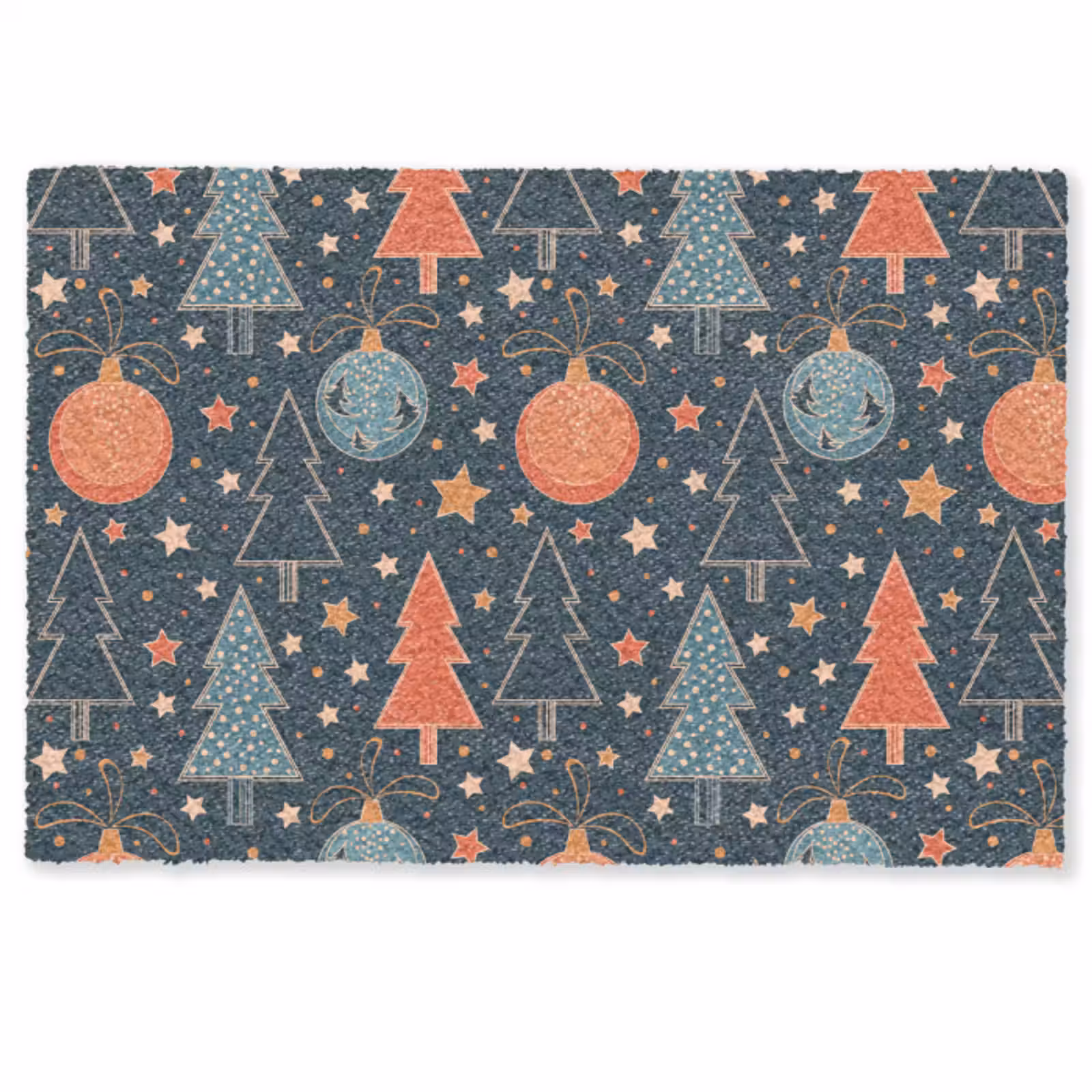 Deurmat - Illustratie - Kerst - Symbolen - Blauw — 1