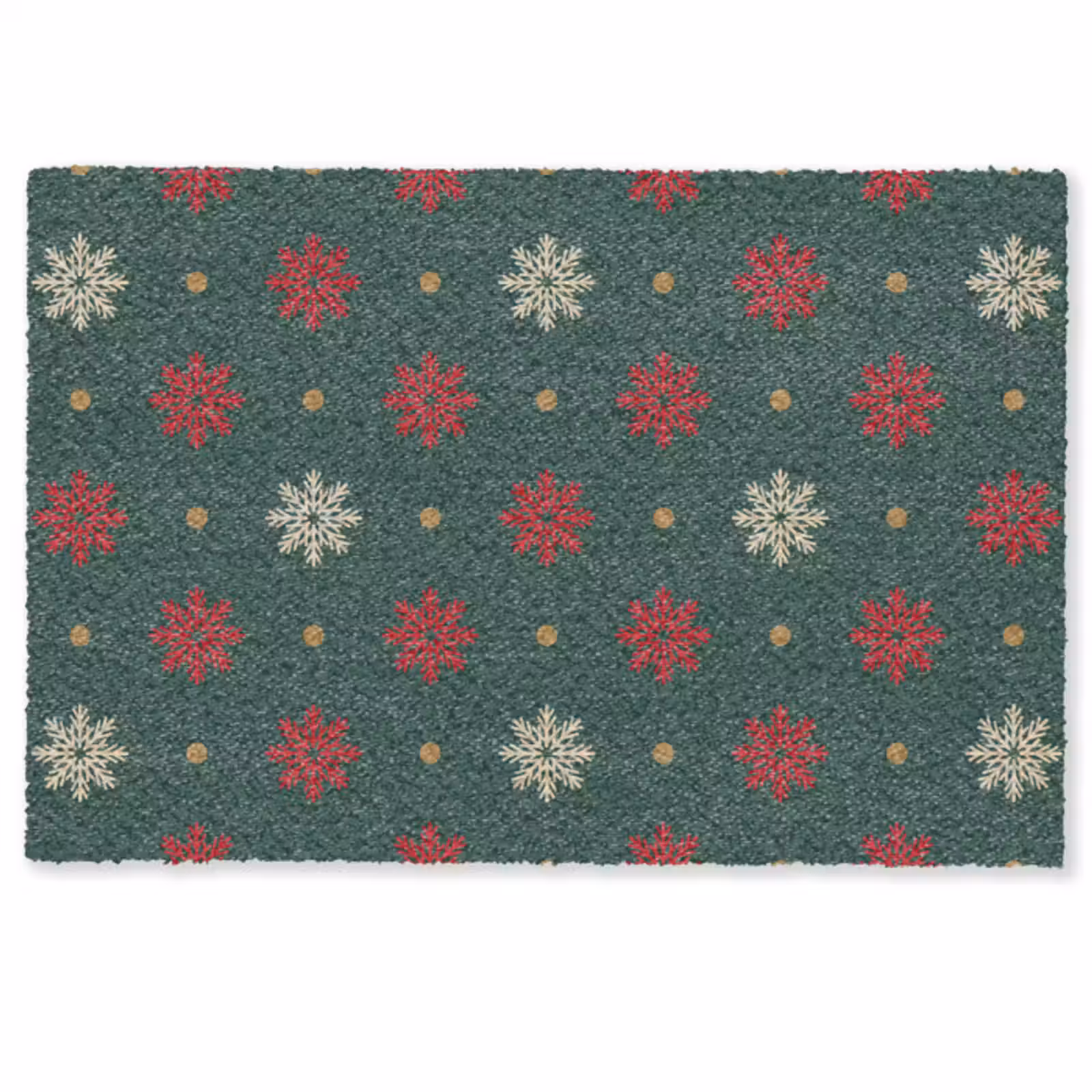 Deurmat - Illustratie - Sneeuwvlokken - Groen — 1