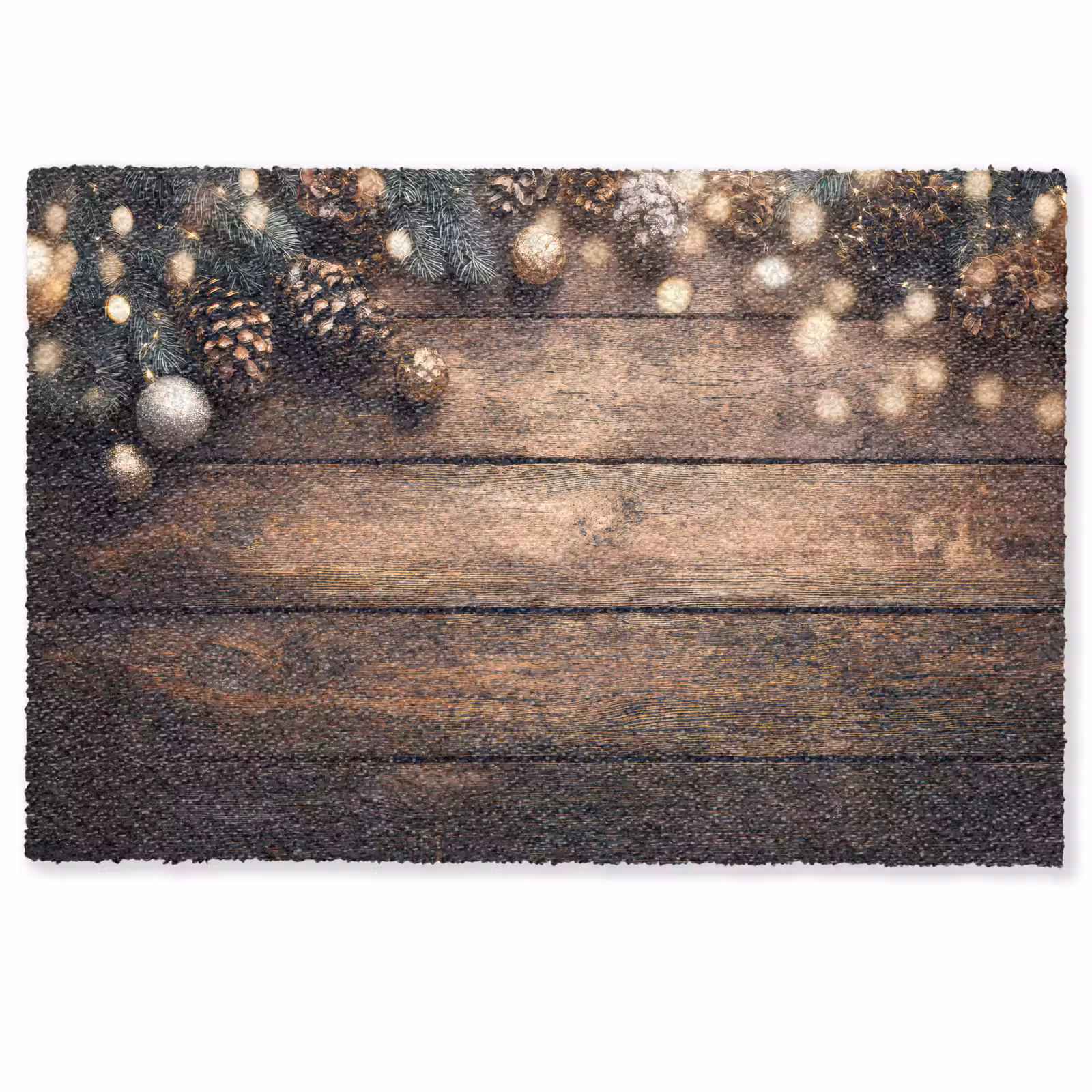 Deurmat - Kerstdecoratie - Houten - Dennenappel - Bruin — 1