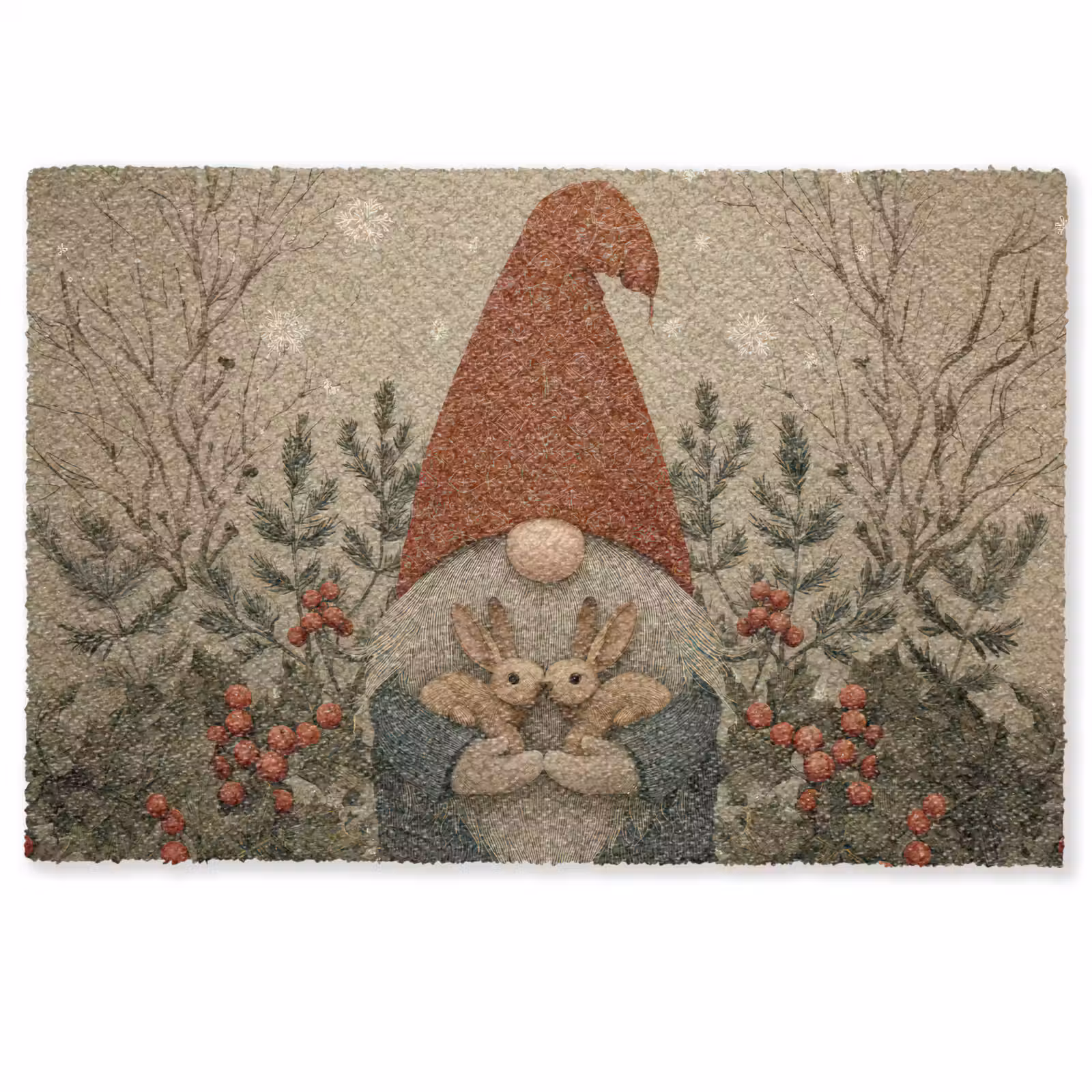 Deurmat - Kerstgnome - Konijntjes - Kleurrijk — 1