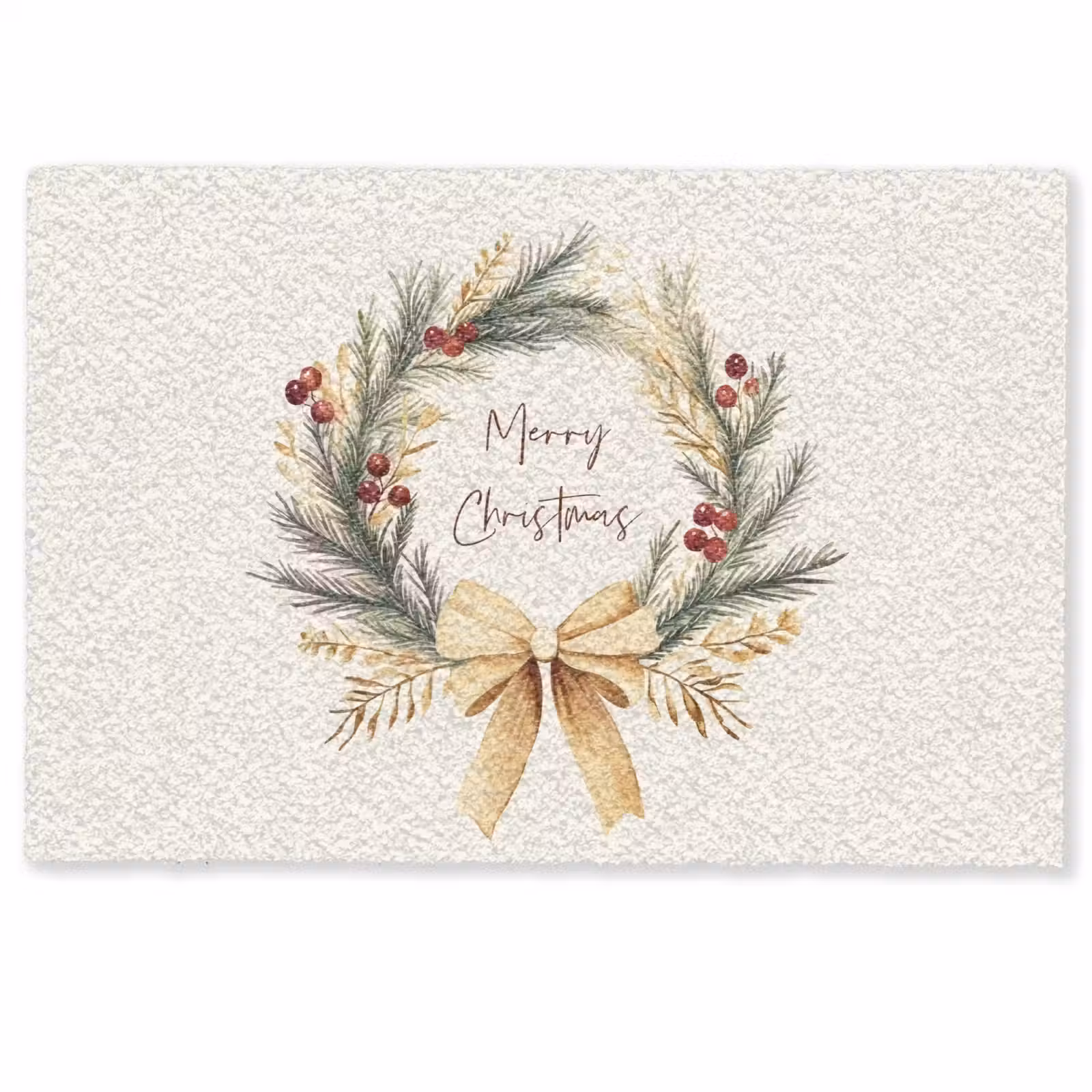 Deurmat - Kerstkrans - Kerst - Goud - Beige — 1