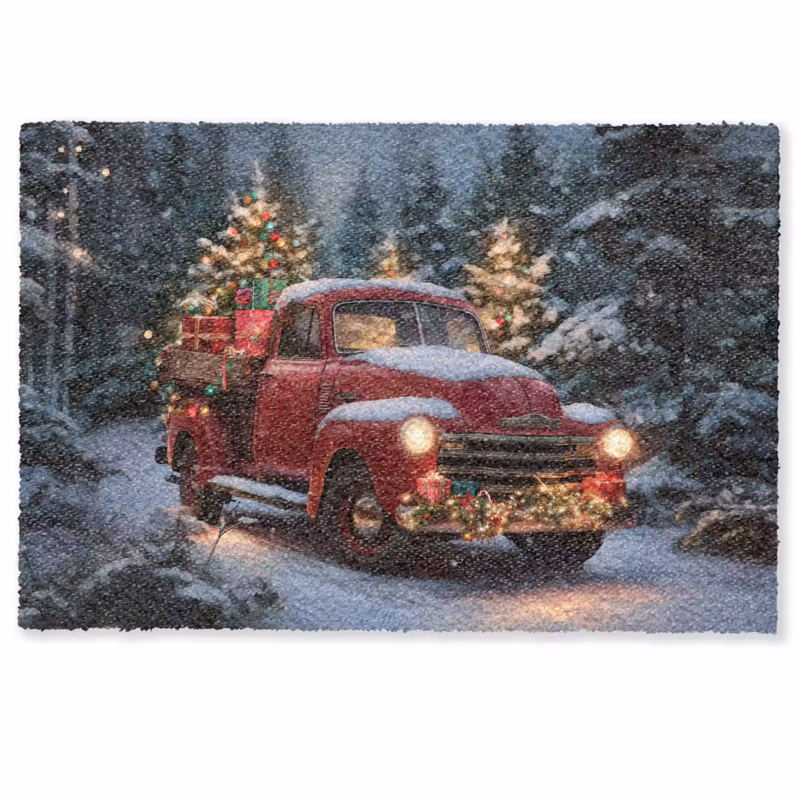 Deurmat - Kersttruck - Sneeuwbos - Rood — 1