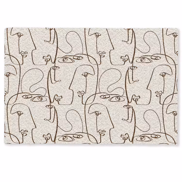 Deurmat - Beige - Gezicht - Lijnen - Bruin — 1