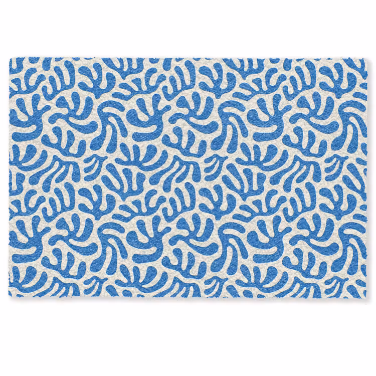 Deurmat - Blauw - Abstract - Bladeren - Patroon — 1