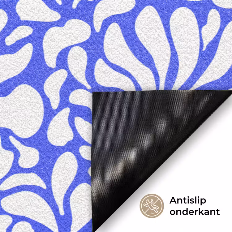 Deurmat - Blauw - Bloemen - Wit — 6