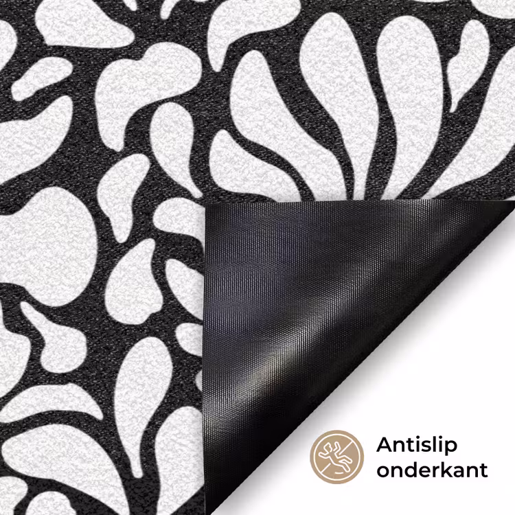 Deurmat - Bloemen - Patroon - Zwart - Wit — 6