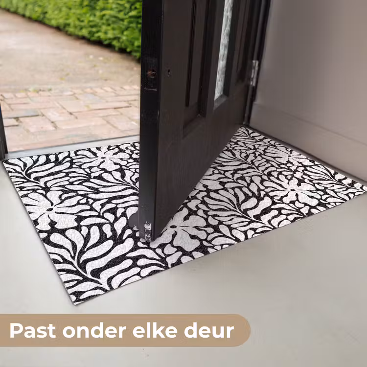 Deurmat - Bloemen - Patroon - Zwart - Wit — 7