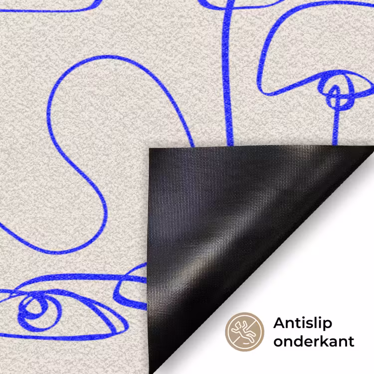 Deurmat - Gezicht - Blauw - Lijnen - Beige — 6