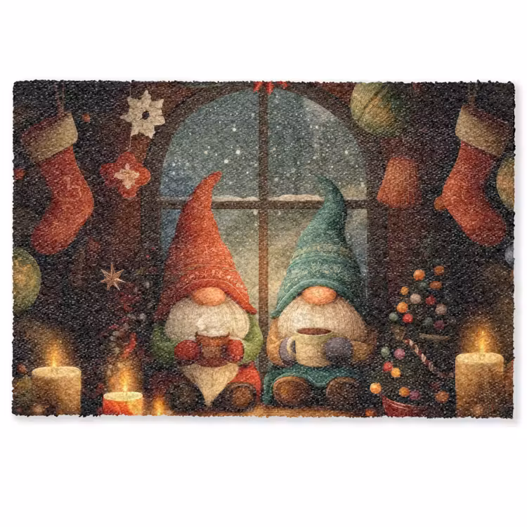 Deurmat - Gnooms - Kerst - Raam - Kleurrijk — 1