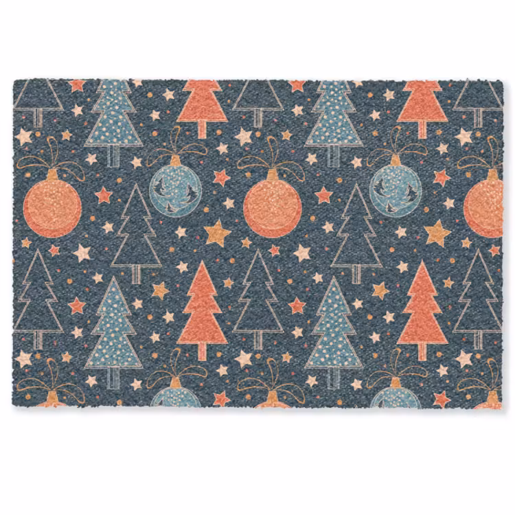 Deurmat - Illustratie - Kerst - Symbolen - Blauw — 1