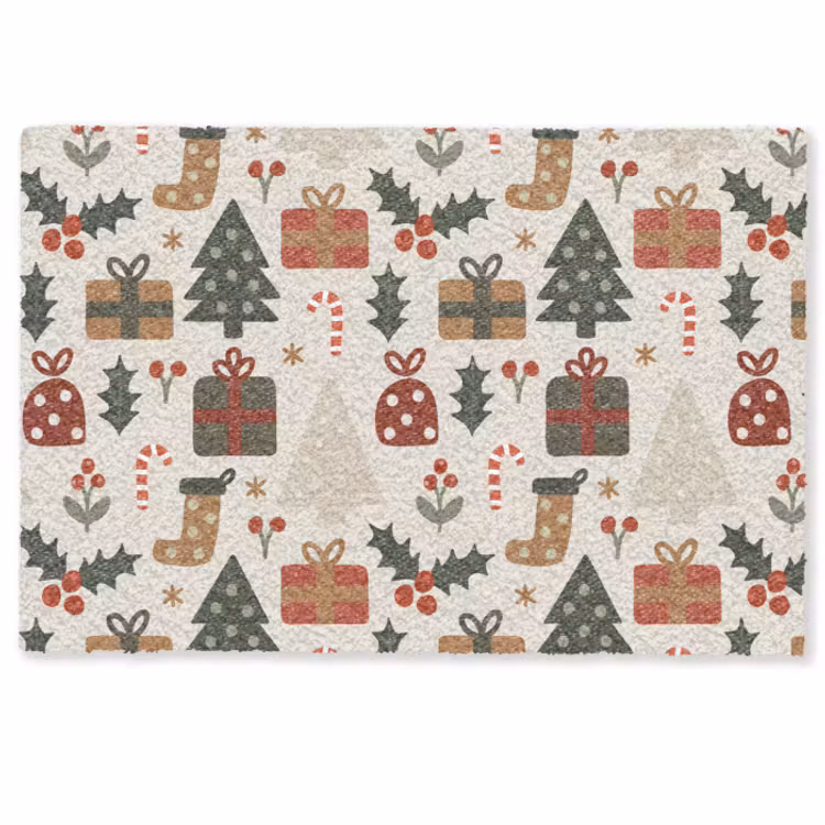 Deurmat - Illustratie - Kerstfiguren - Beige — 1