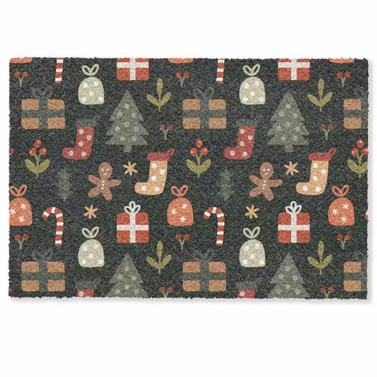 Deurmat - Illustratie - Kerstfiguren - Groen — 1