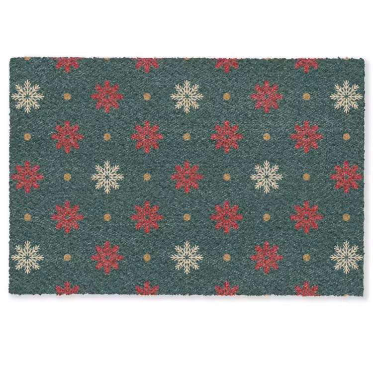 Deurmat - Illustratie - Sneeuwvlokken - Groen — 1