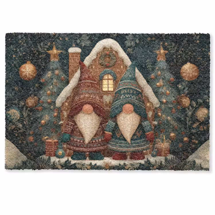 Deurmat - Kerst - Gnomen - Peperkoekhuisje - Rood - Groen — 1