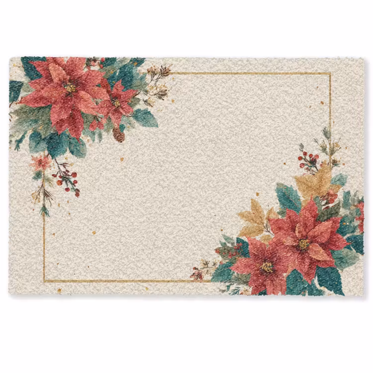 Deurmat - Kerst - Poinsettia - Omlijsting - Kleurrijk — 1
