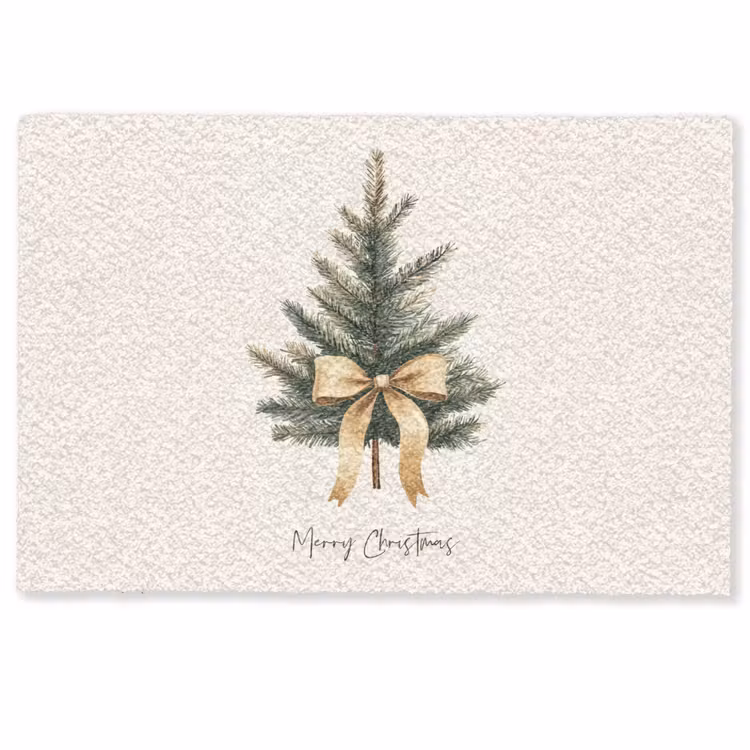 Deurmat - Kerstboom - Kerst - Merry Christmas - Beige — 1