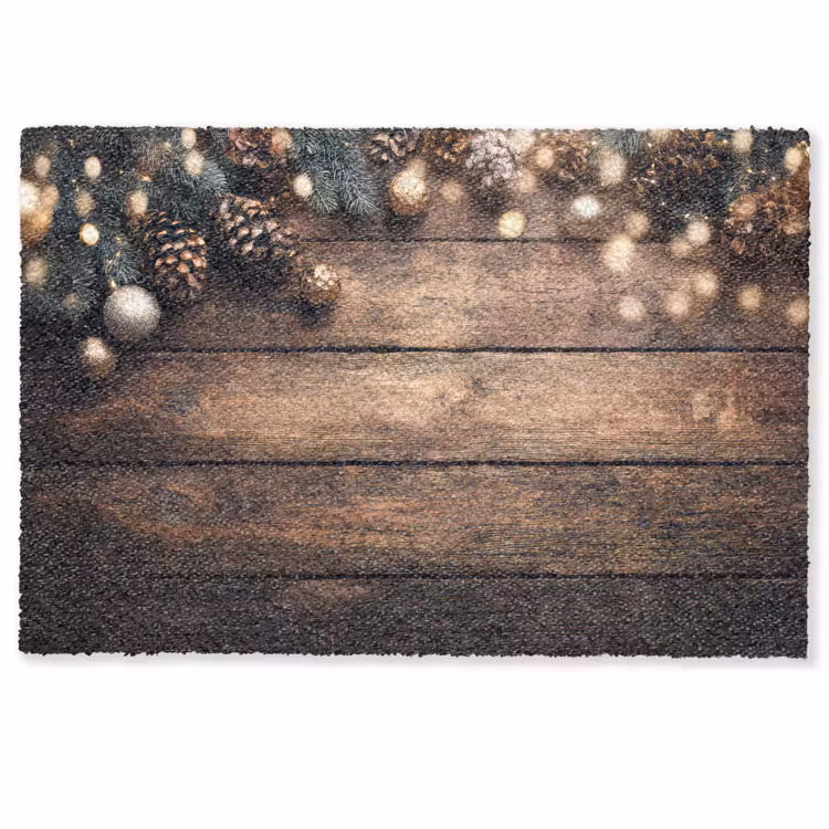 Deurmat - Kerstdecoratie - Houten - Dennenappel - Bruin — 1