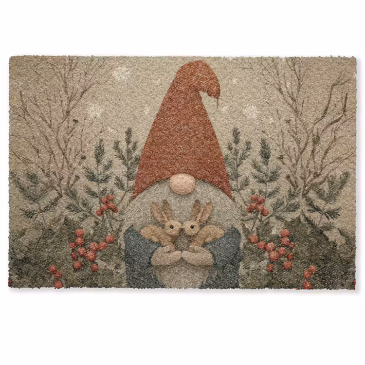 Deurmat - Kerstgnome - Konijntjes - Kleurrijk — 1