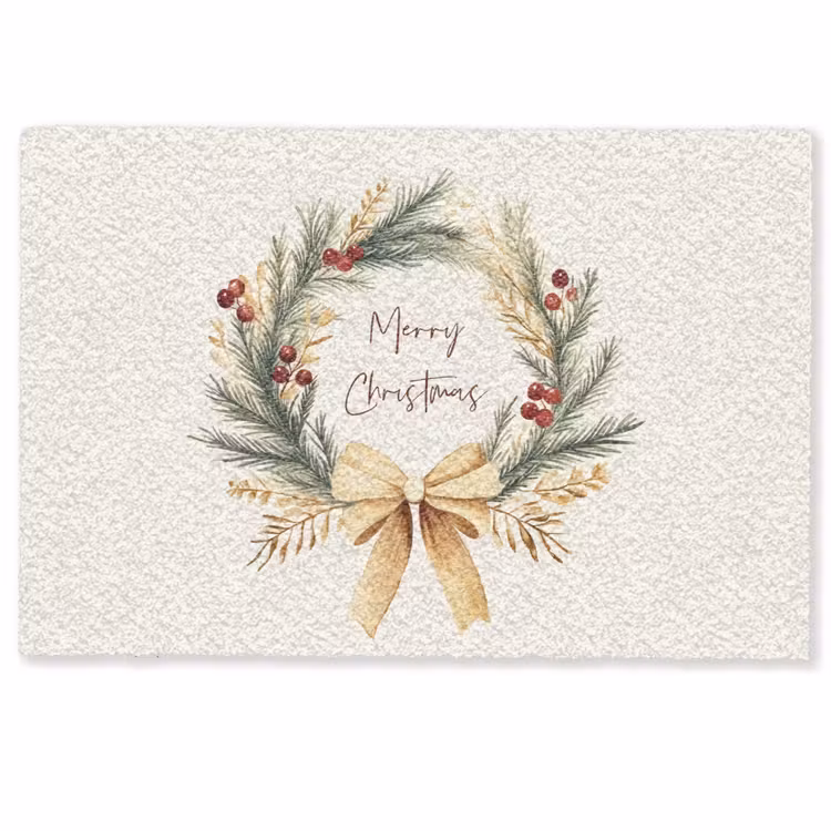 Deurmat - Kerstkrans - Kerst - Goud - Beige — 1