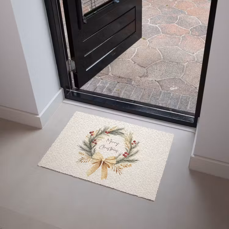 Deurmat - Kerstkrans - Kerst - Goud - Beige — 4