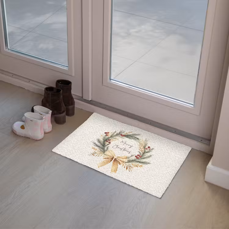 Deurmat - Kerstkrans - Kerst - Goud - Beige — 8