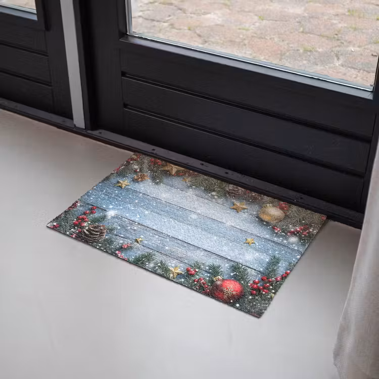 Deurmat - Kerstomlijsting - Sneeuw - Meerkleurig — 2