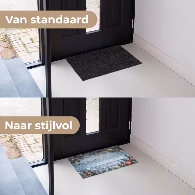 Deurmat - Kerstomlijsting - Sneeuw - Meerkleurig — 3