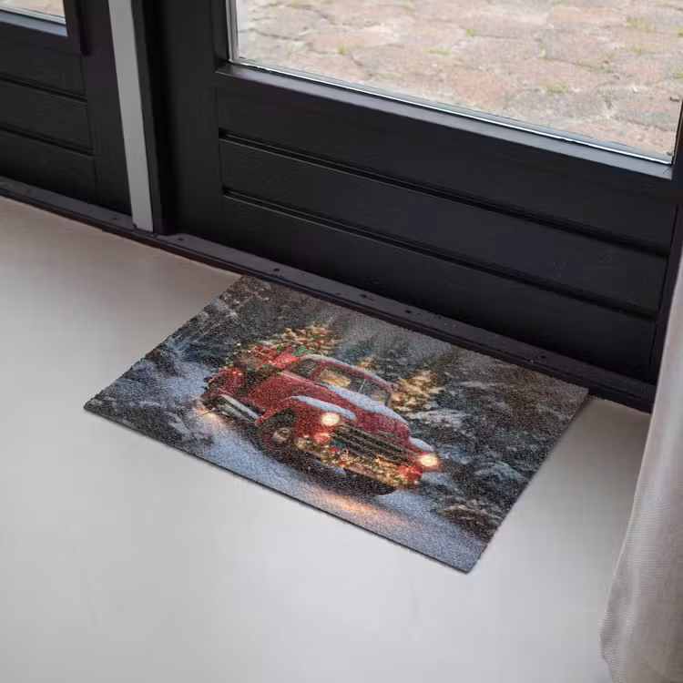 Deurmat - Kersttruck - Sneeuwbos - Rood — 2