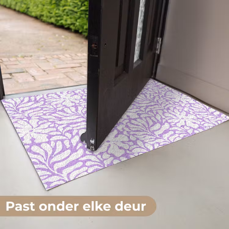 Deurmat - Paars - Wit - Bloemen — 7