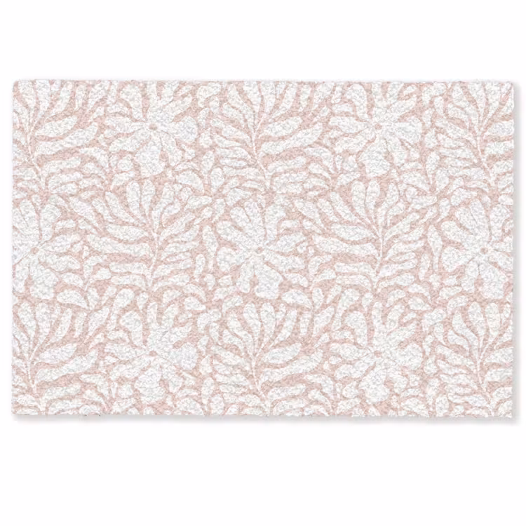 Deurmat - Patroon - Bloemen - Roze - Wit — 1