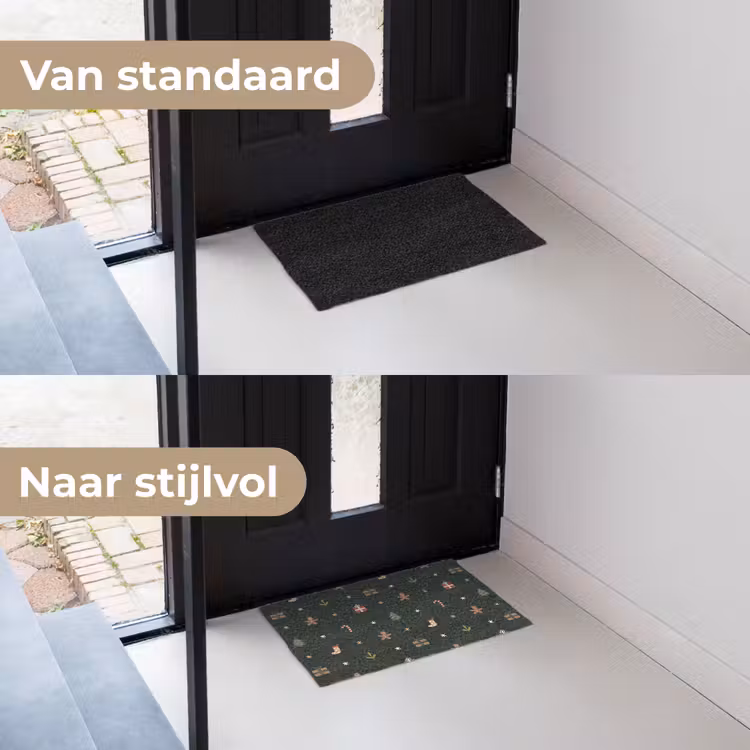 Deurmat - Patroon - Kerstsymbolen - Groen — 3