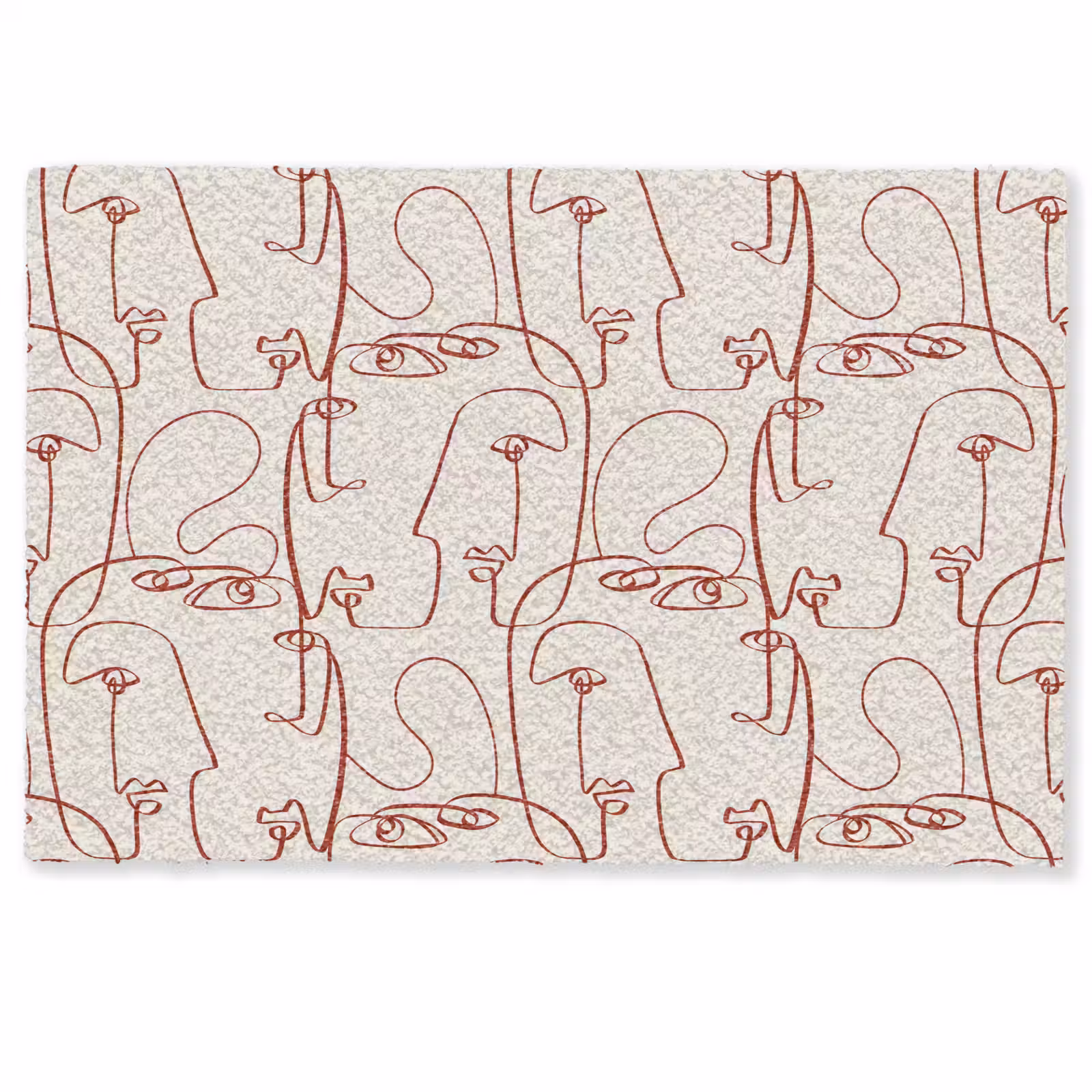 Deurmat - Gezichten - Abstract - Rood - Beige — 1