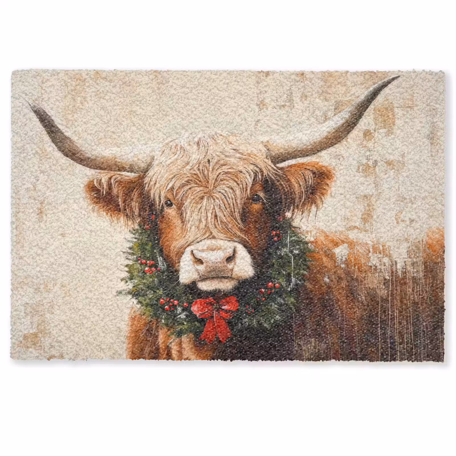Deurmat - Kerst - Schotse Hooglander - Bruin - Krans — 1