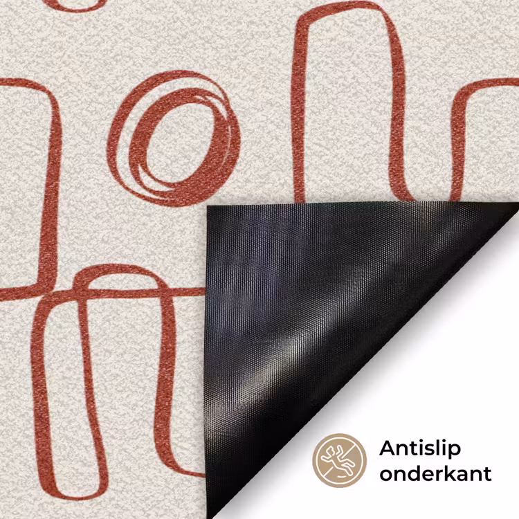 Deurmat - Abstract - Patroon - Beige - Rood — 6