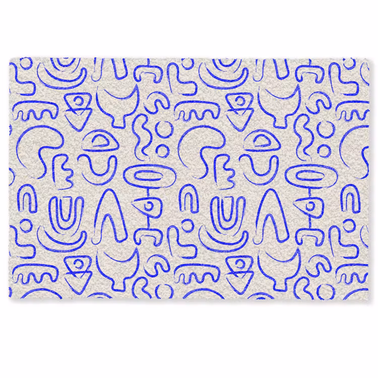 Deurmat - Blauw - Patroon - Abstract - Beige — 1