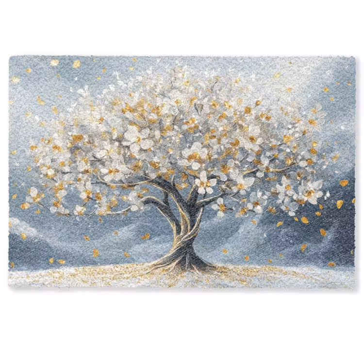Deurmat - Boom - Winter - Levensboom - Modern - Goud — 1