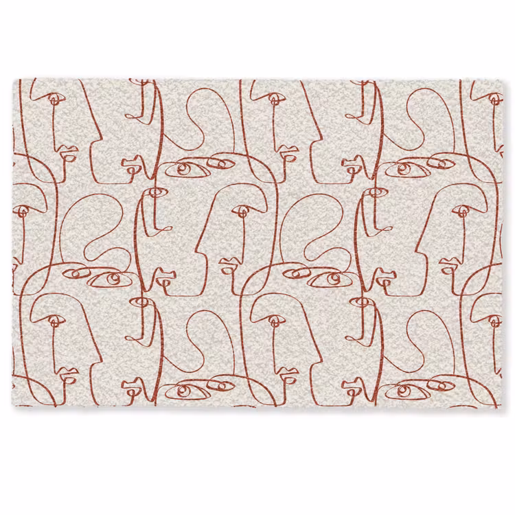 Deurmat - Gezichten - Abstract - Rood - Beige — 1