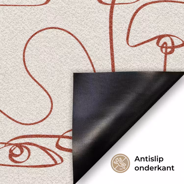 Deurmat - Gezichten - Abstract - Rood - Beige — 6