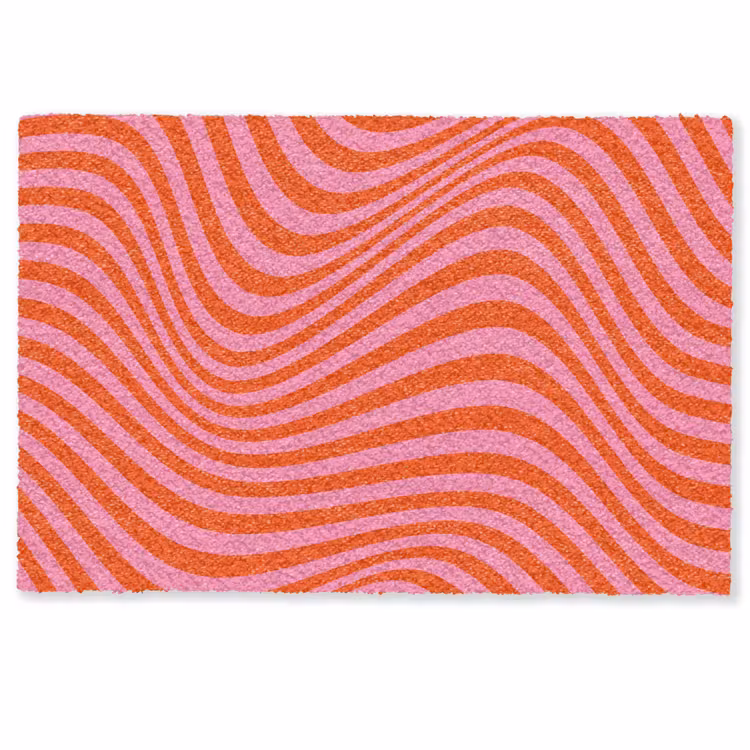 Deurmat - Golvend patroon - Rood - Roze - Lijnen — 1