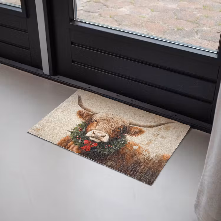 Deurmat - Kerst - Schotse Hooglander - Bruin - Krans — 2